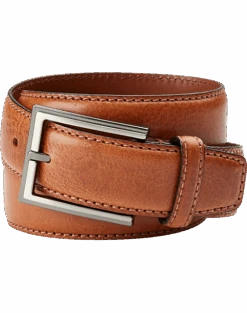 Joseph Abboud Feather Edge Stitched Belt, Cognac