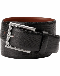 Joseph Abboud Feather Edge Two-Tone Leather Belt, Black