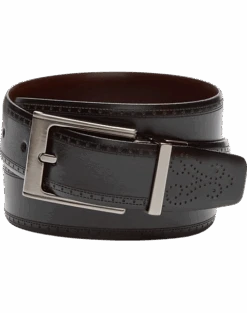 Joseph Abboud Feather Edge Reversible Leather Belt, Black