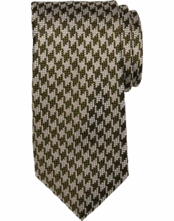 Joseph Abboud Narrow Tie, Olive Shepherd's Check