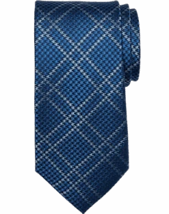 Joseph Abboud Narrow Tie, Blue Tonal Plaid