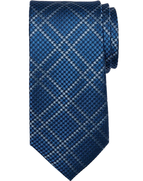 Joseph Abboud Narrow Tie, Blue Tonal Plaid 3 Joseph Abboud Narrow Tie, Blue Tonal Plaid