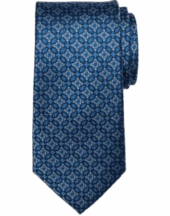 Joseph Abboud Narrow Tie, Blue Medallion