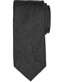 Joseph Abboud Narrow Tie, Black Tonal Paisley