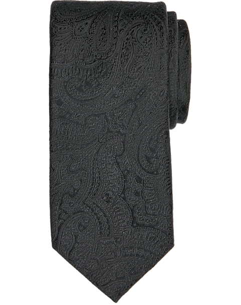 Joseph Abboud Narrow Tie, Black Tonal Paisley 3 Joseph Abboud Narrow Tie, Black Tonal Paisley