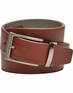 Joseph Abboud Reversible Leather & Linen Casual Belt, Tan & Brown