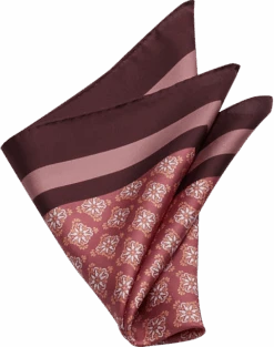 Joseph Abboud Pocket Square, Burgundy Medallion