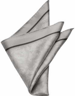 Joseph Abboud Pocket Square, Silver Abstract Swirls